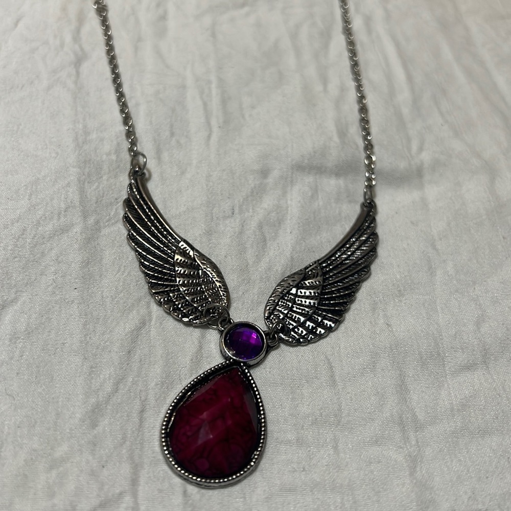 Angel Wings Purple Red Pendent Necklace